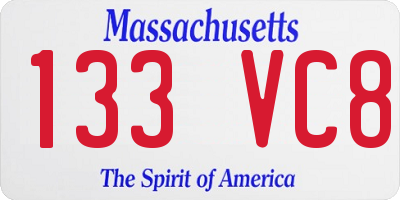 MA license plate 133VC8