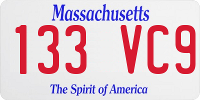 MA license plate 133VC9