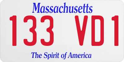 MA license plate 133VD1