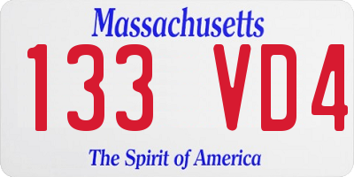 MA license plate 133VD4