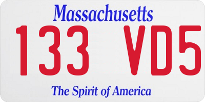 MA license plate 133VD5
