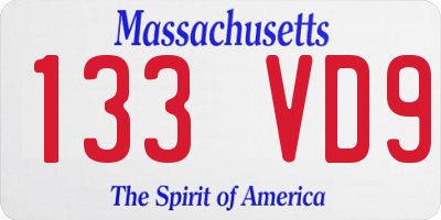 MA license plate 133VD9