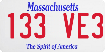 MA license plate 133VE3