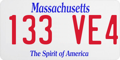 MA license plate 133VE4
