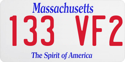 MA license plate 133VF2