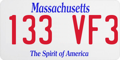 MA license plate 133VF3