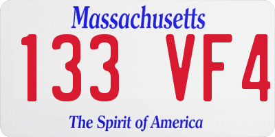 MA license plate 133VF4