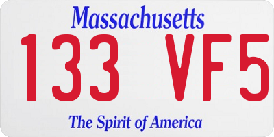 MA license plate 133VF5