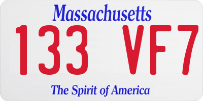 MA license plate 133VF7