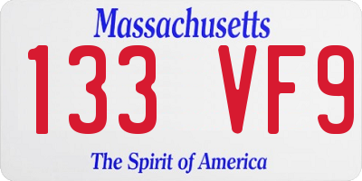 MA license plate 133VF9