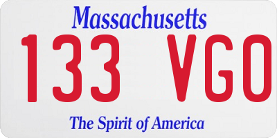 MA license plate 133VG0