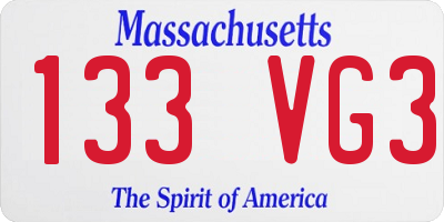 MA license plate 133VG3