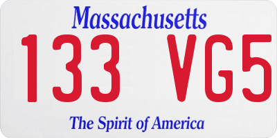 MA license plate 133VG5