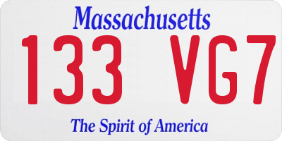 MA license plate 133VG7