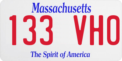 MA license plate 133VH0
