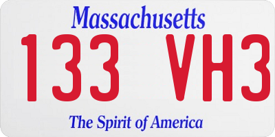 MA license plate 133VH3