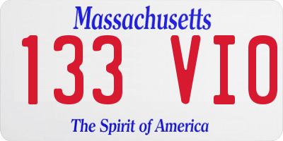 MA license plate 133VI0