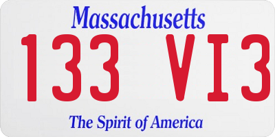 MA license plate 133VI3