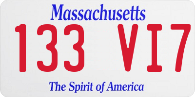 MA license plate 133VI7