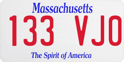 MA license plate 133VJ0