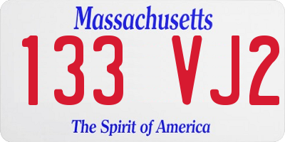 MA license plate 133VJ2