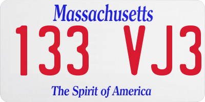 MA license plate 133VJ3