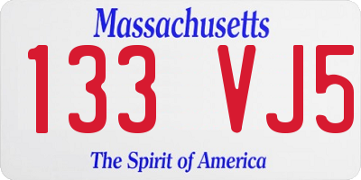 MA license plate 133VJ5