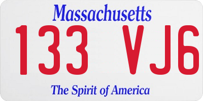 MA license plate 133VJ6