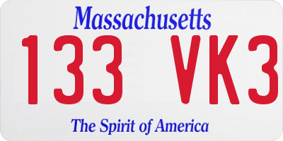 MA license plate 133VK3