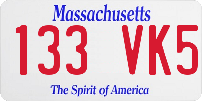MA license plate 133VK5