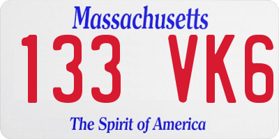 MA license plate 133VK6