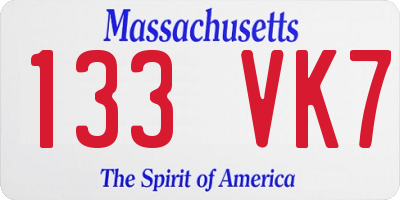 MA license plate 133VK7