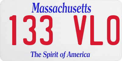 MA license plate 133VL0