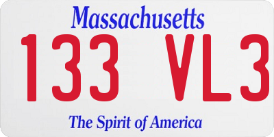 MA license plate 133VL3
