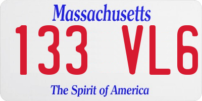MA license plate 133VL6