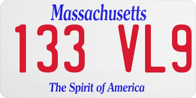 MA license plate 133VL9