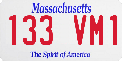 MA license plate 133VM1