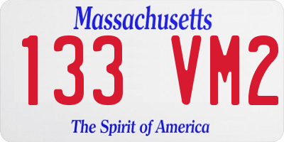 MA license plate 133VM2