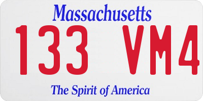 MA license plate 133VM4