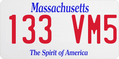 MA license plate 133VM5