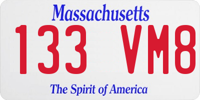 MA license plate 133VM8