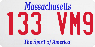 MA license plate 133VM9