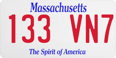 MA license plate 133VN7