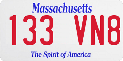 MA license plate 133VN8