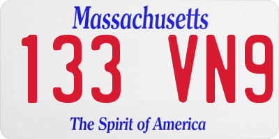MA license plate 133VN9
