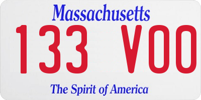 MA license plate 133VO0