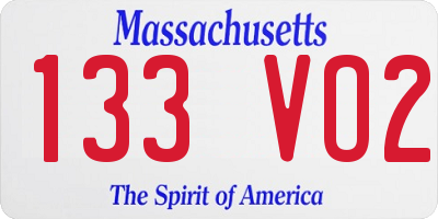 MA license plate 133VO2