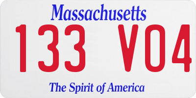 MA license plate 133VO4