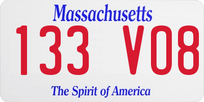 MA license plate 133VO8