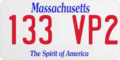 MA license plate 133VP2